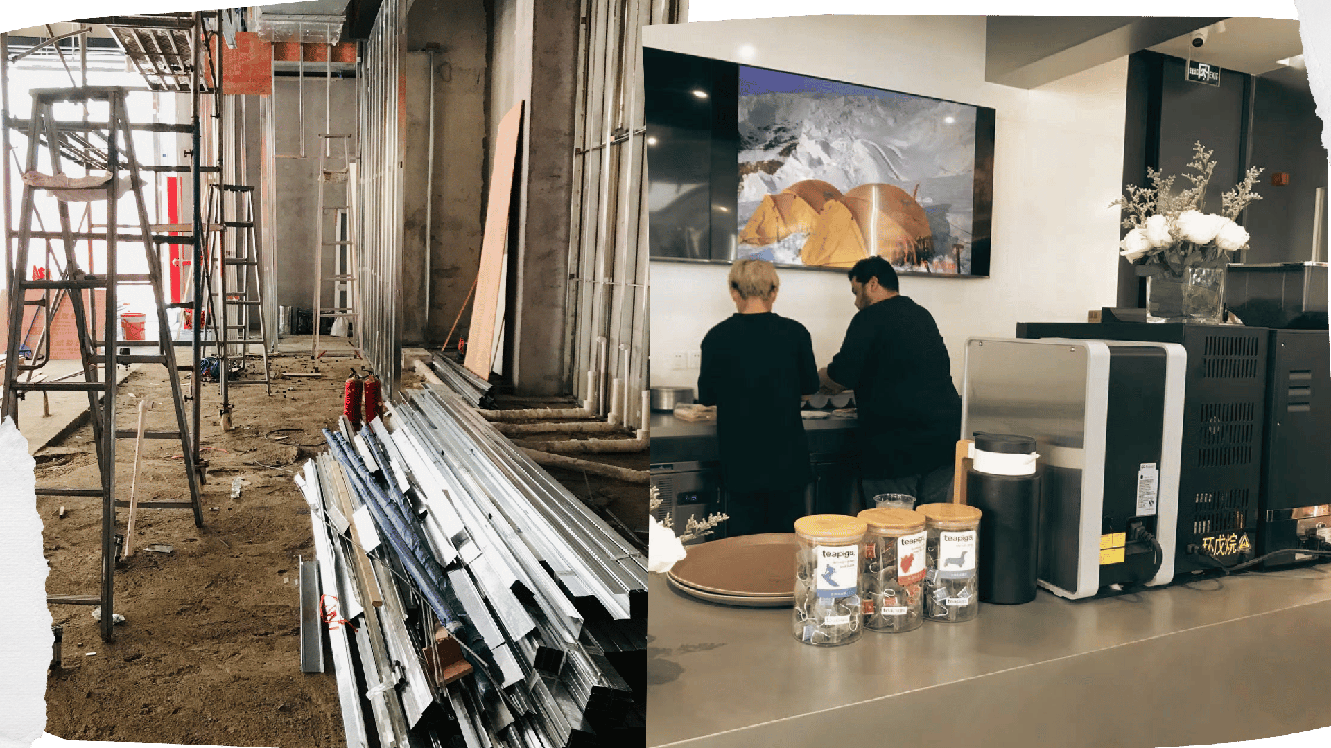 Before and after of a coffee bar